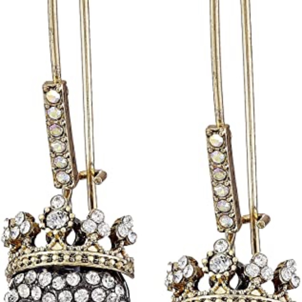 New in Box Betsey Johnson Dark Shadows Pave Skull Earrings - Picture 2 of 3